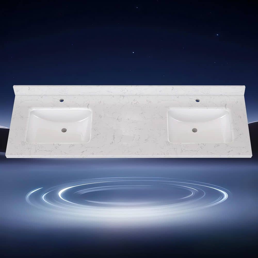 Zeafive Cala 72 in. W x 22 in. D Engineered Stone White