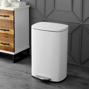 Connor 13 Gal. White Rectangular Trash Can with Soft-Close Lid and Free Mini Trash Can