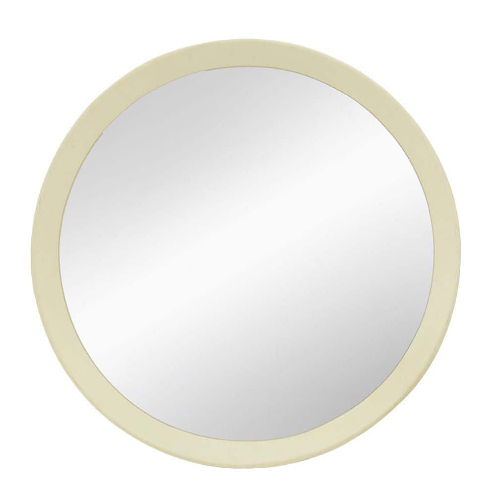 Cream 19.75 in. W x 19.75 in. H Cottage Round Wood Framed Mirror Wall Mirro