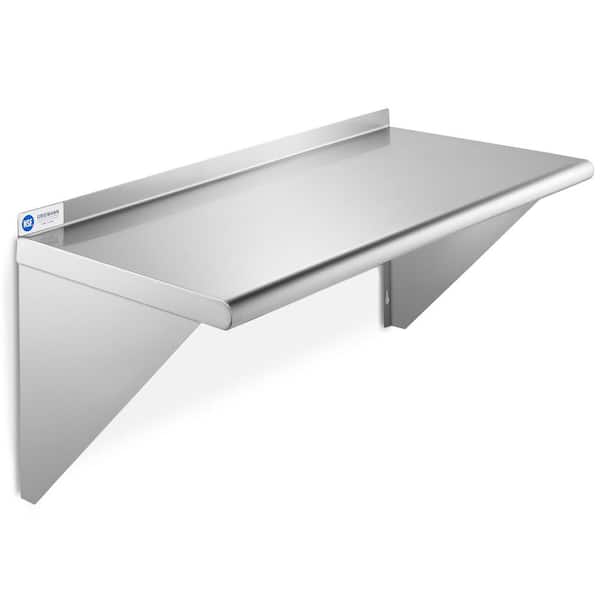 12 in. x 24 in. x 18.5 in. Stainless Steel Wall-Mount Garage Wall Shelf with Brackets
