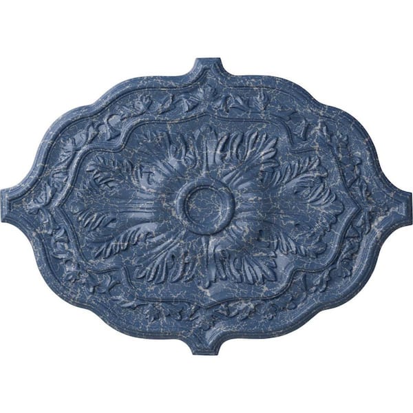 Ekena Millwork 36 in. W x 26 in. H x 1-1/2 in. Pesaro Urethane Ceiling Medallion, Americana Crackle