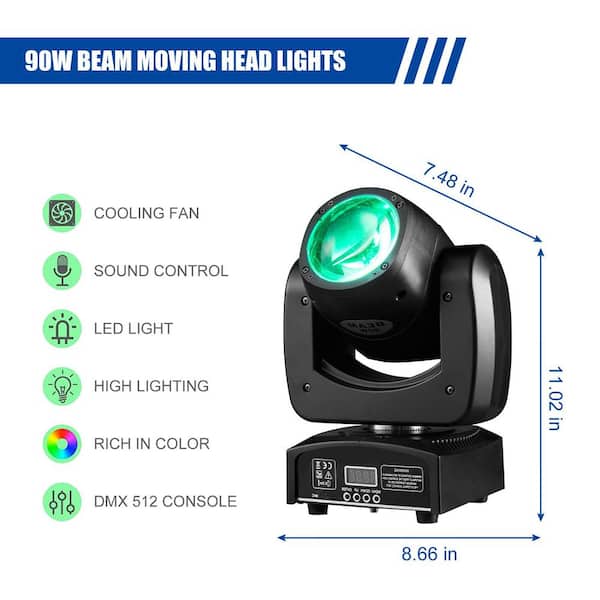 Lukyamzn 4 in 1 LED Moving Head DJ lights Mini Beam Stage Lights RGBW Sound for Disco Party Stage Lighting - (2-Pack)