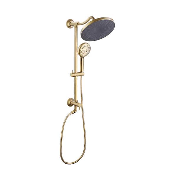2-Spray Shower System with 5-Setting Hand Shower in Brushed Gold (Valve Not Included)