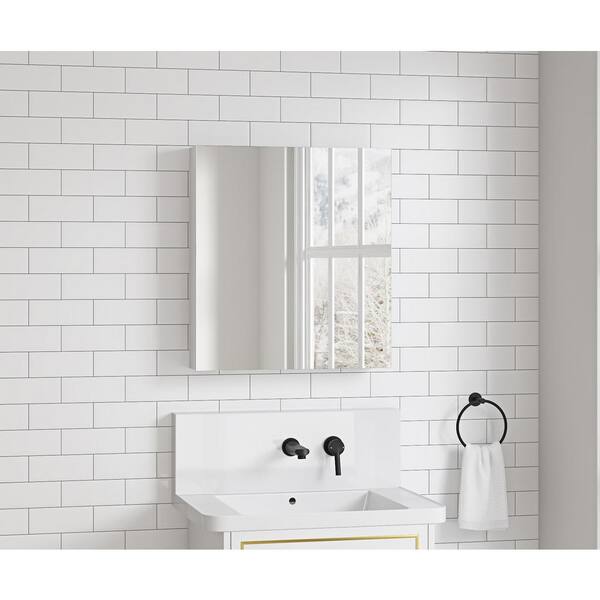 Unbranded 24 in. W x 26 in. H Rectangular Wood Medicine Cabinet with Mirror, Bathroom Cabinet Wall Mounted with Door Beveled Edges