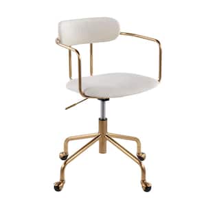 Demi Cream Velvet and Gold Adjustable Height Office Chair