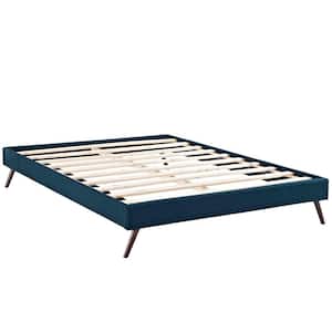 Loryn Azure Fabric Full Bed Frame with Round Splayed Legs
