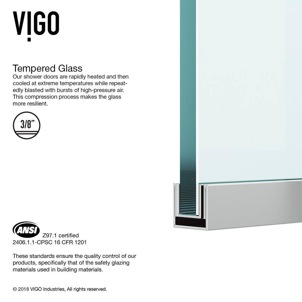 Zenith Frameless 34" x 74" Clear Glass Shower Screen with Chrome Hardware