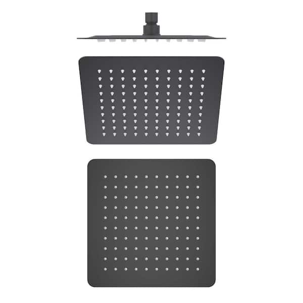 Cube 1-Spray Patterns with 1.75 GPM 10 in. Wall Mount Rain Fixed Shower Head with Easy to Install in Matte Black