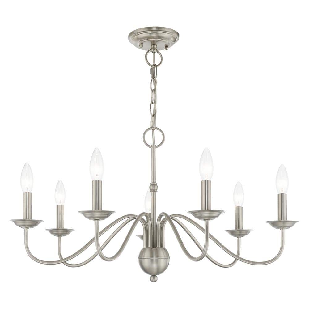 Elegant Windsor Brushed Nickel 7-Light Plug-in Chandelier