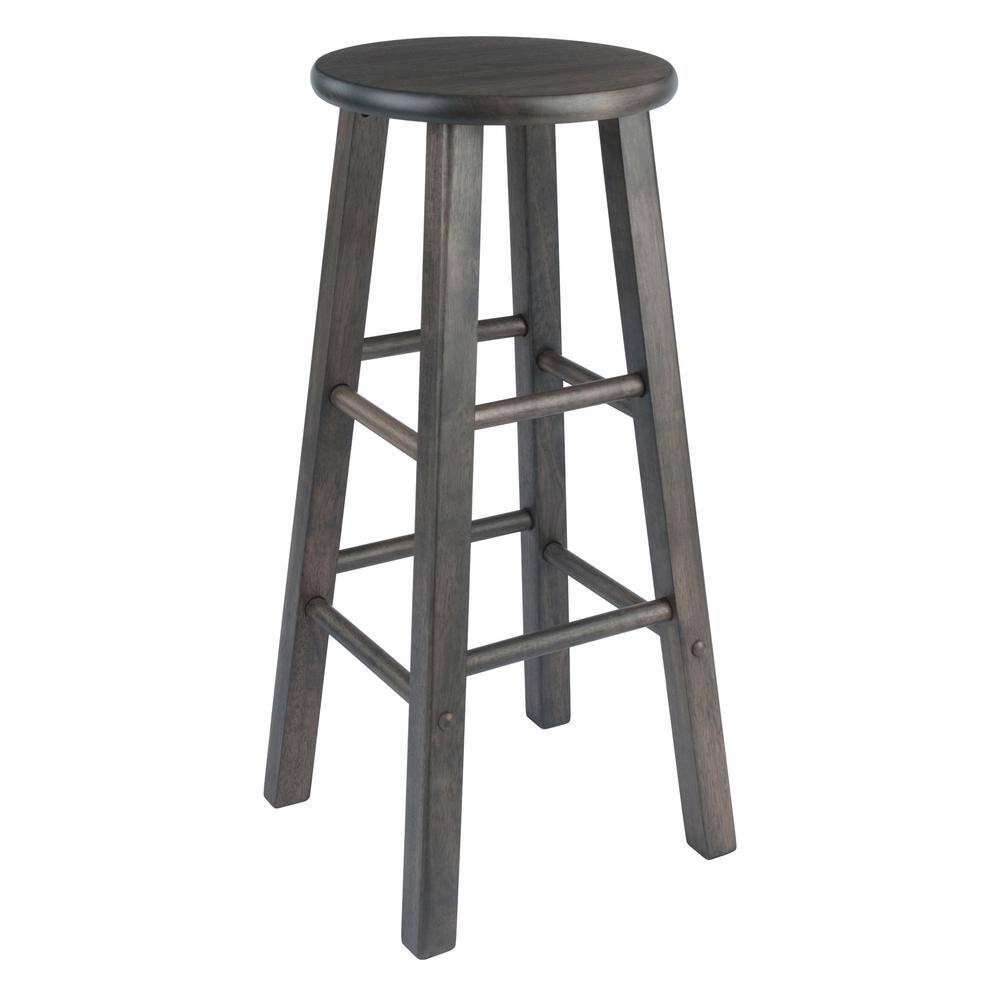 Oyster Gray Solid Wood Adjustable Backless Bar Stool Set