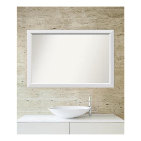 Amanti Art Blanco White 42.25 in. x 28.25 in. Custom Non-Beveled Wood Framed Bathroom Vanity Wall Mirror