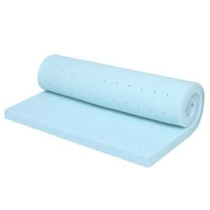 Blue 4 in. Gel-Infused Memory Foam Mattress Topper Ventilated Bed Pad Full