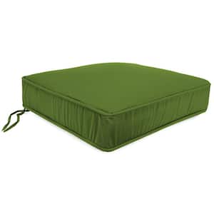 Sunbrella 22.5 in. x 21.5 in. Spectrum Cilantro Green Solid Rectangular Boxed Edge Outdoor Square Deep Seat Cushion