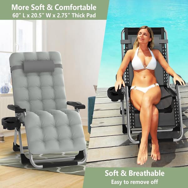 SEEUTEK 26 in. W Zero Gravity Chair Outdoor Indoor Steel Metal