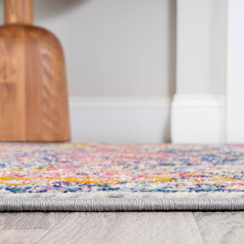 Bohemian Ivory & Multi-Color Synthetic 2x8 Area Rug