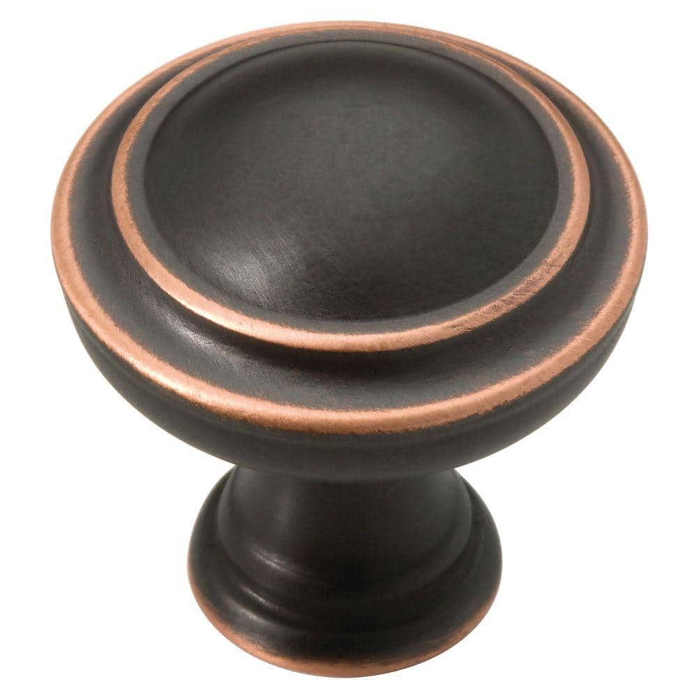 Classic Round Bronze and Copper Cabinet Knob with Mounting Hardware