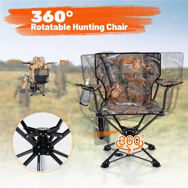 Costway 360° Swivel Hunting Chair with Mesh Cup Holder and Storage