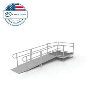 PATHWAY 10 ft. Straight Aluminum Wheelchair Ramp Kit with Solid Surface Tread, 2-Line Handrails and 5 ft. Top Platform