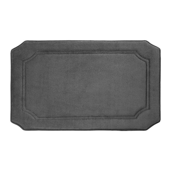 Unbranded Walden Premium Extra Thick Micro Plush Dark Gray 20 in. x 32 in. Memory Foam Bath Mat