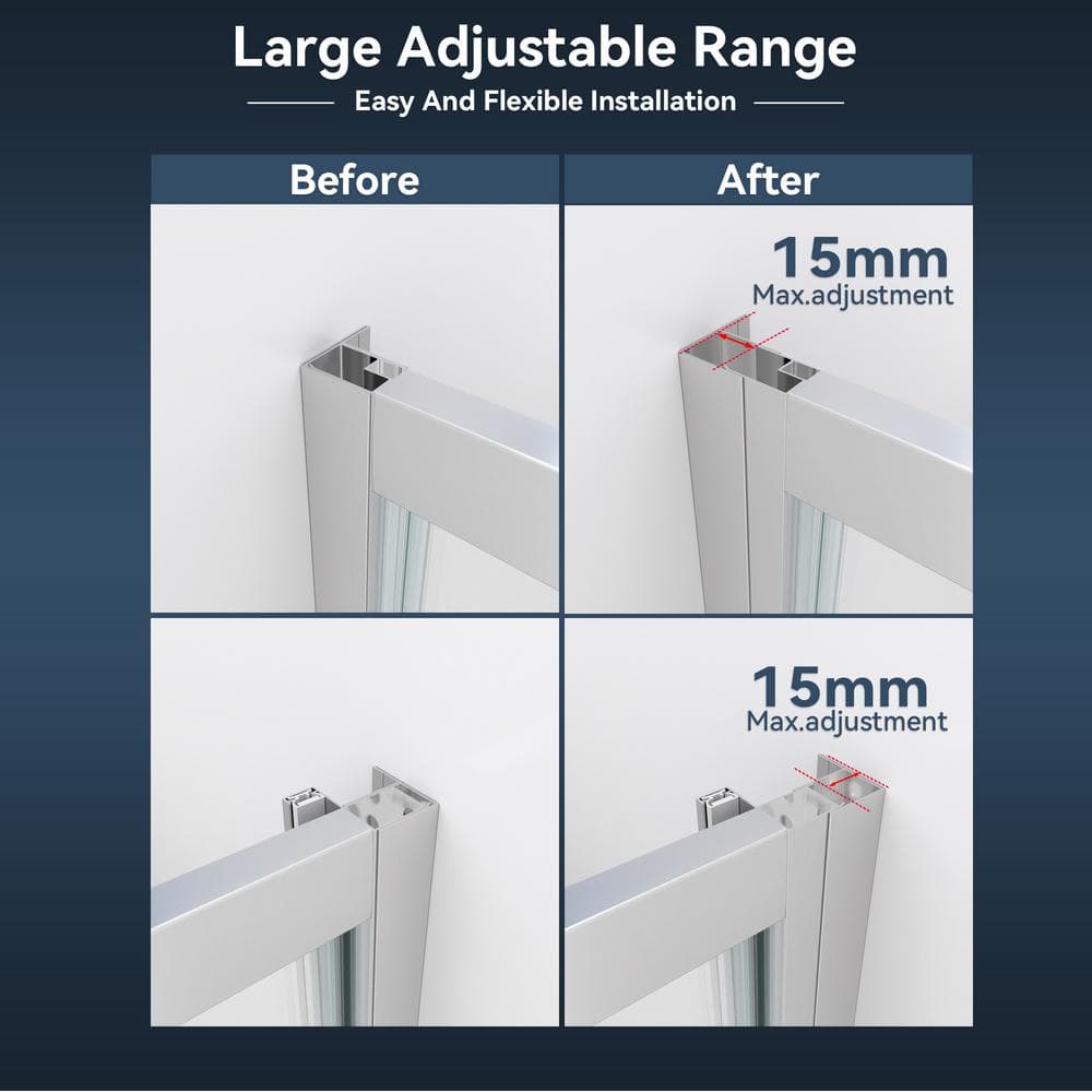 30" x 72" Chrome Framed Pivot Shower Door with Clear Glass