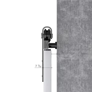 36 in. x 84 in. Half Lite Moru Glass and White MDF Prefinished Double Sliding Barn Door Slab with Hardware Kit