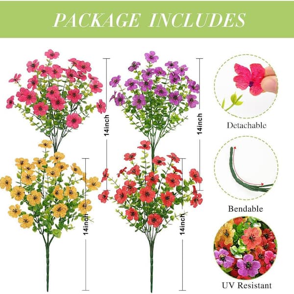 Afoxsos 13 in. H Outdoor Artificial Flowers, 12 Bundles, UV