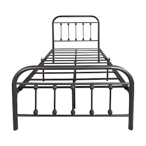 Black Twin Victorian Vintage Style Platform Metal Bed
