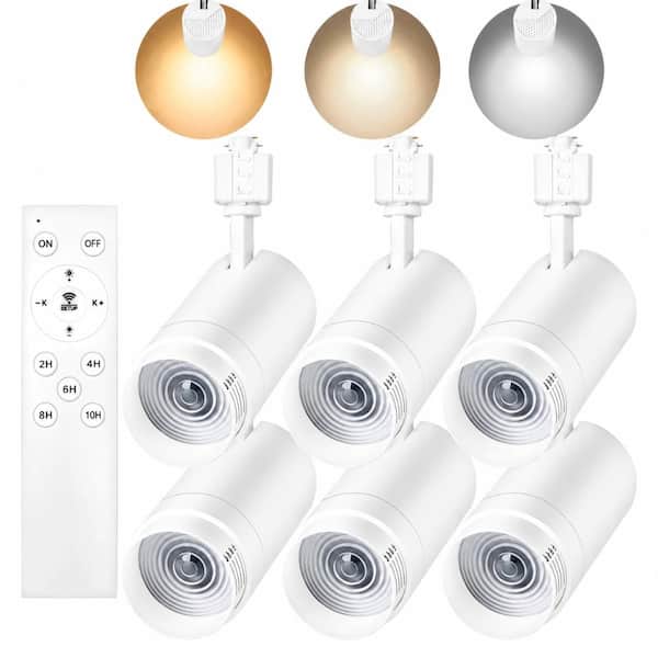 30W LED Track Lighting Heads, 2700K-6500K Stepless Dimming, 3000LM, Flicker Free, CRI90, 15°-60° Beam, White 6-Pack