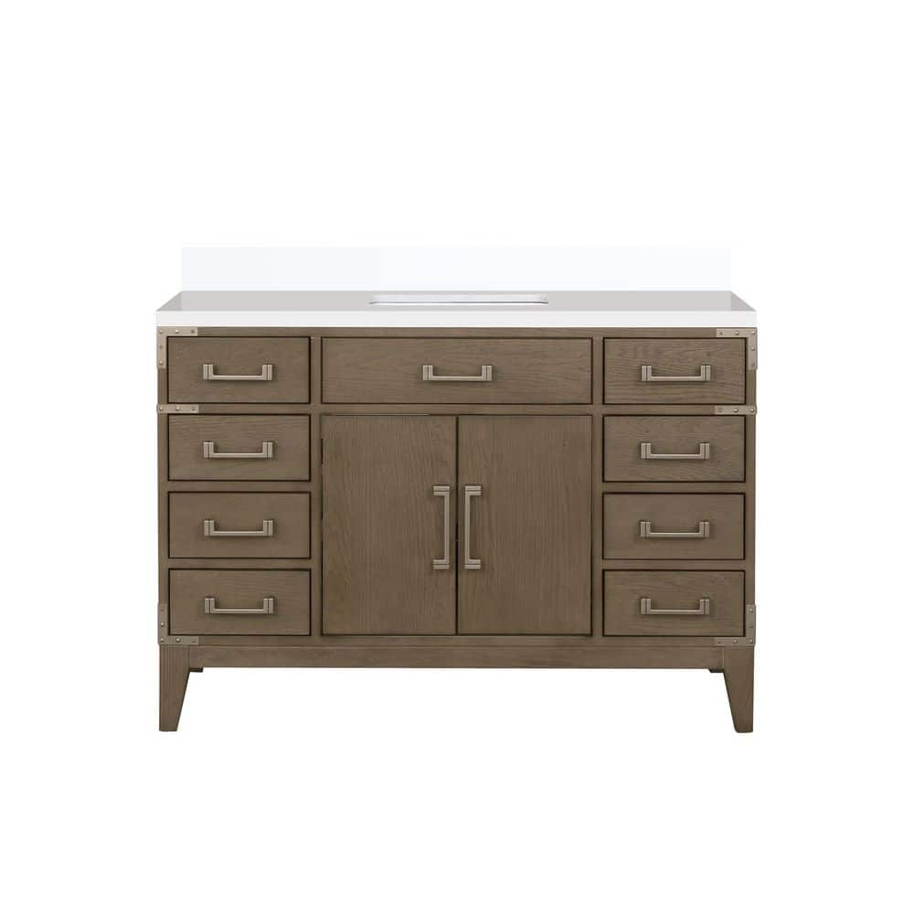 Fossa 48 in W x 22 in D Grey Oak Single Bath Vanity with White Quartz Top price history on PriceWatchPro