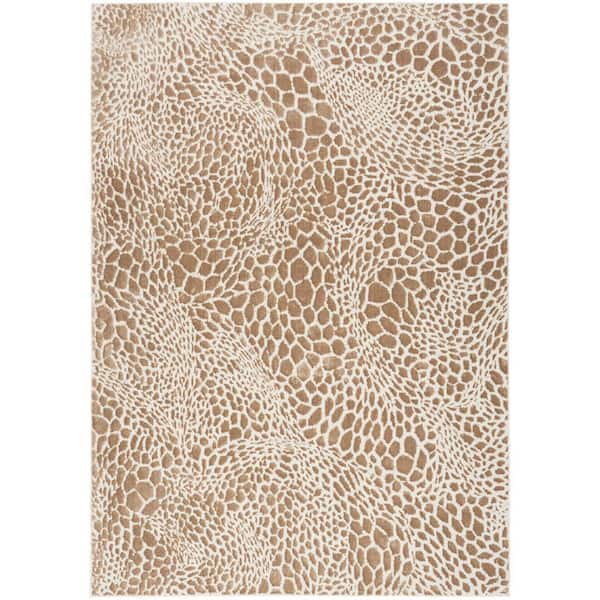 Nourison Desire Camel Silver 6 ft. x 9 ft. Animal print Contemporary Area Rug
