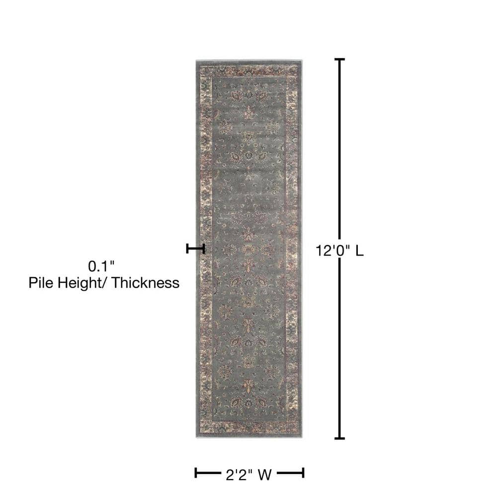 Vintage Gray and Multi-Color Viscose Cotton Runner Rug 2'2" x 12'