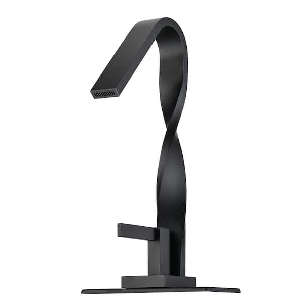 Satico Single Handle Single Hole Bathroom Faucet with Deckplate Included and corrosion resistantin Matte Black