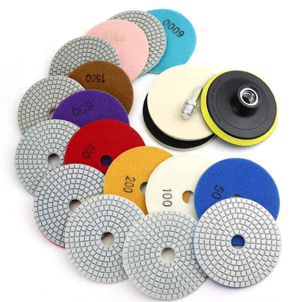4 Inch Diamond Resin Granite Polishing Pad Kit with Wet Dry Use for Marble Concrete Quartz Stone Countertop 12 Pack
