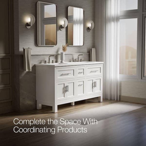 KOHLER Quo 61in. Double Sink Freestanding White Bath Vanity with