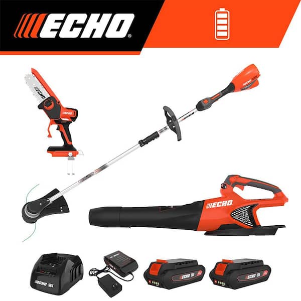 ECHO 56V Cordless String Trimmer, Handheld Blower, 6 in. Chainsaw Combo Kit w/ (2) 2.5Ah Batteries & (2) Chargers (3-Tool)