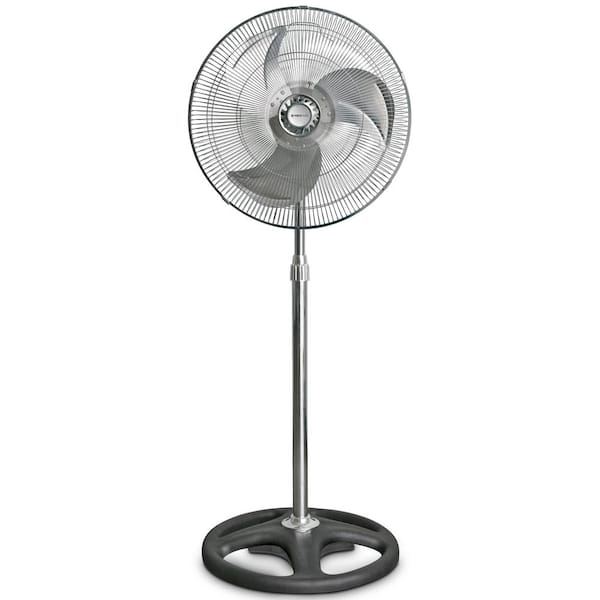 18 in. 3-Fan Speed High-Velocity Metal Stand up Fan Industrial Oscillating Pedestal in Black with Adj. Height 44"-57 in.