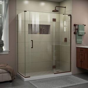 Unidoor-X 58 in. W x 34-3/8 in. D x 72 in. H Frameless Hinged Shower Enclosure in Oil Rubbed Bronze