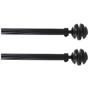 50 in. - 82 in. 2 Adjustable 3/4 in. 2 Single Window Curtain Rods in Black with Spherical Finials