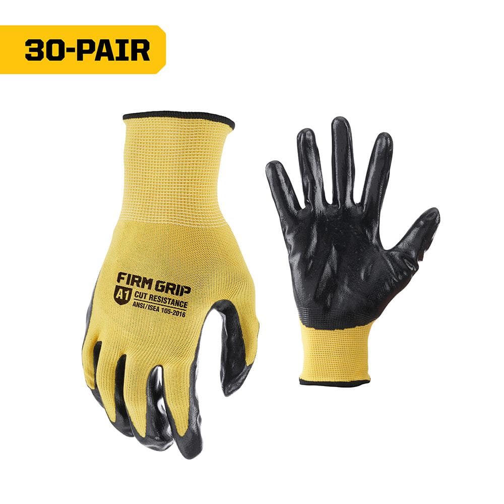 Large Nitrile Coated Work Gloves (30-Pack)