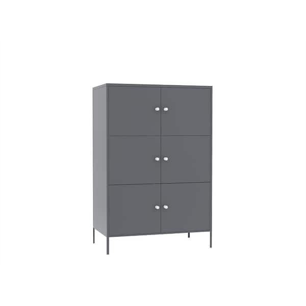 CIPACHO Gray 3-Tier Metal Steel Storage Cabinet Multipurpose Storage Organizer Stand with 6 Doors