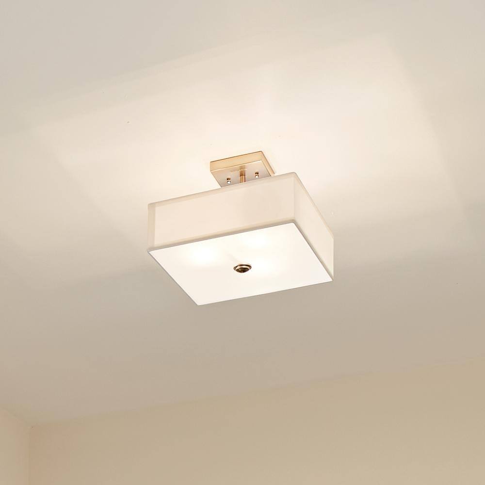 Elegant Urban 14" Brushed Nickel Square Semi-Flush Ceiling Light