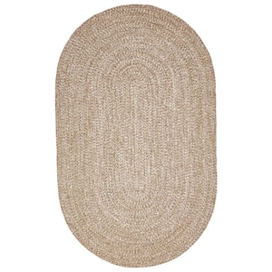 Braided Canvas-White 5 ft. x 8 ft. Reversible Transitional Polypropylene Indoor/Outdoor Area Rug