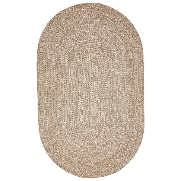 SUPERIOR Braided Canvas-White 8 ft. x 10 ft. Reversible Transitional Polypropylene Indoor/Outdoor Area Rug