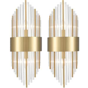8.7 in. 4-Light Brass Modern Wall Sconce with Standard Shade