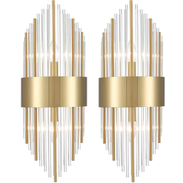8.7 in. 4-Light Brass Modern Wall Sconce with Standard Shade