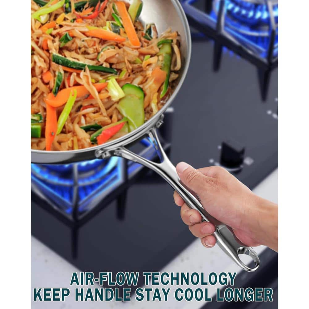 10.5-Inch Stainless Steel Wok with Glass Lid