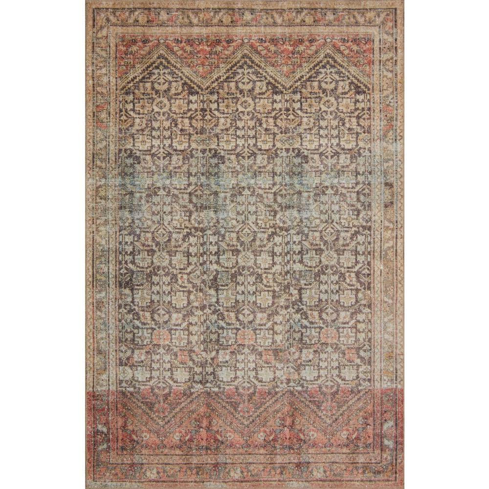 Loren Charcoal and Multi Synthetic Hand-Knotted Accent Rug