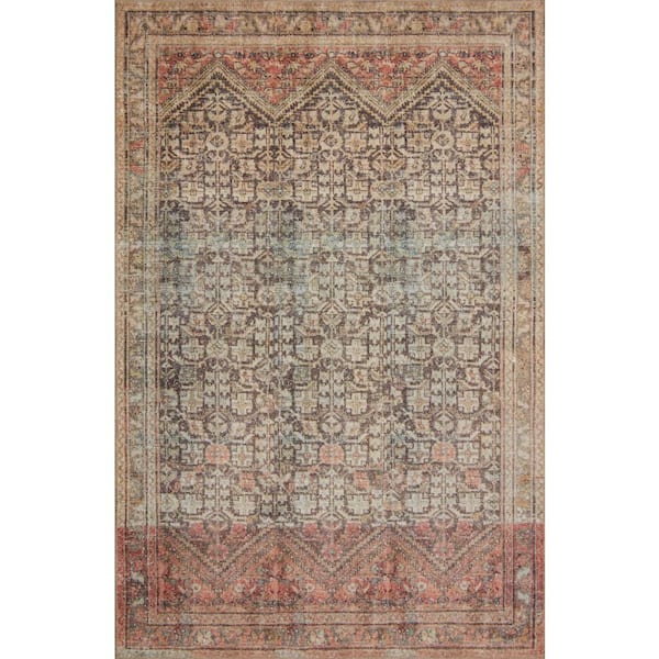 LOLOI II Loren Charcoal/Multi 2 ft. 3 in. x 3 ft. 9 in. Distressed Bohemian Printed Area Rug