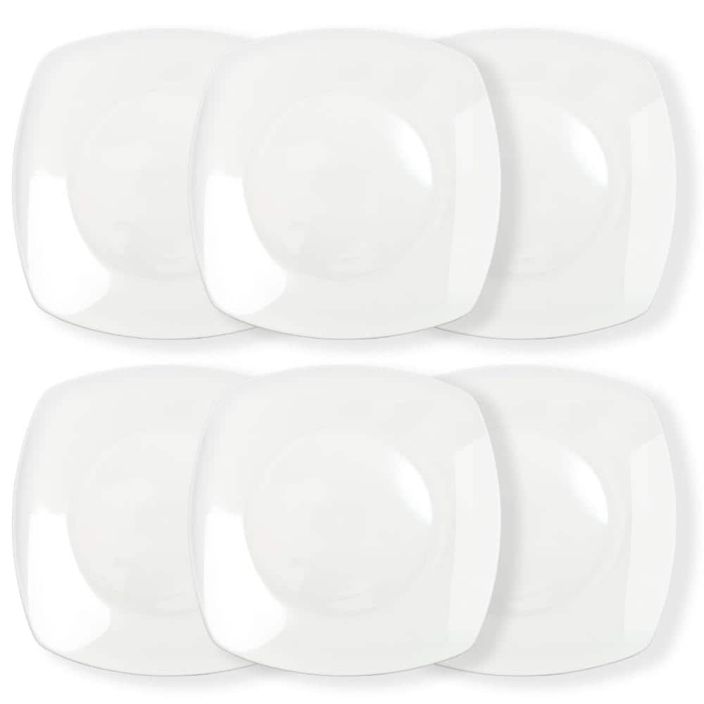 食器 e Condo Aretware plate Square Porcelain Dinner Plates Set of 6, 7.5 in., White Dessert