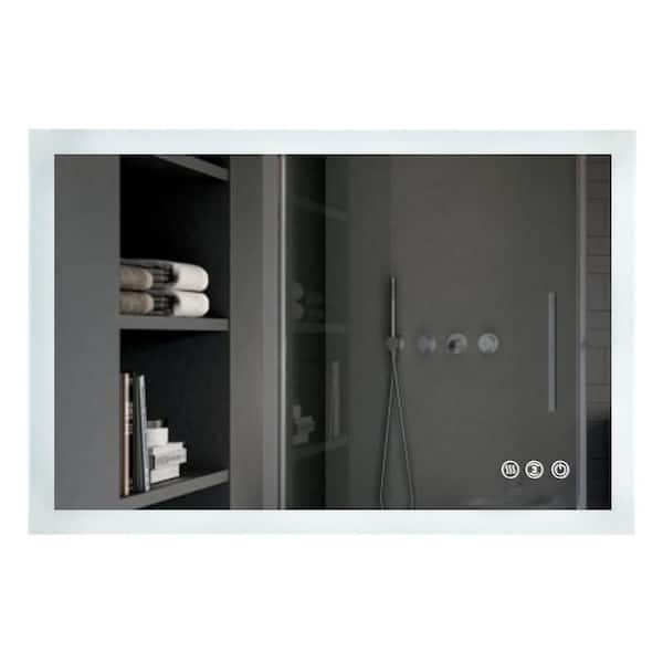 Xspracer Foyil 40 in. W x 24 in. H Large Rectangular Frameless Anti-Fog High Lumen Wall Mounted Bathroom Vanity Mirror in Silver